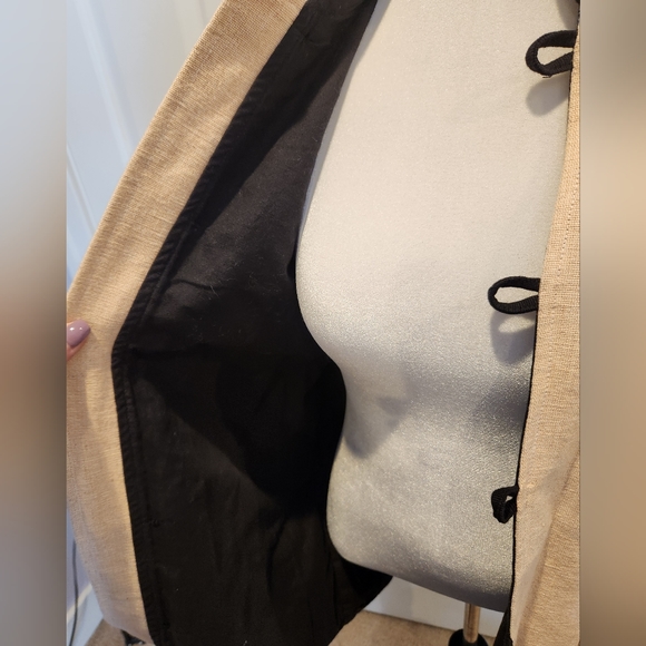 Venus imports duck canvas hemp cotton  blend jacket black cream Unisex Oversized - Picture 6 of 11